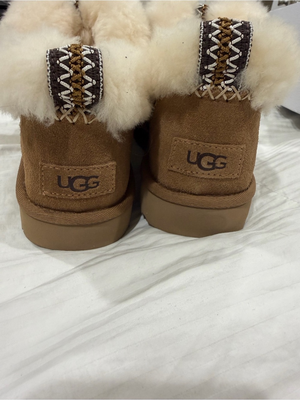 UGG Chestnut Suede Shearling Cuff Booties